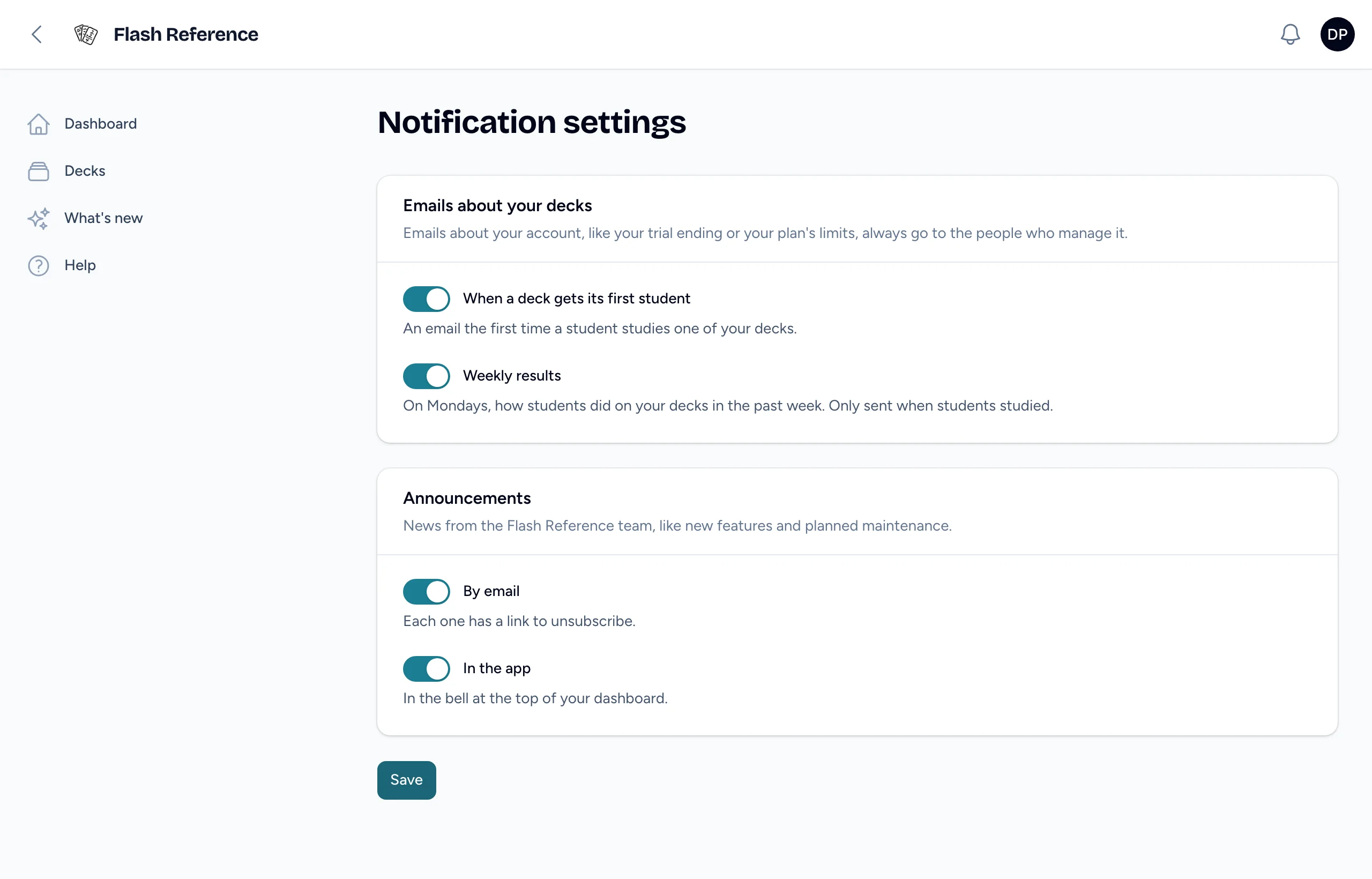 Notification settings